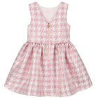 Girls Pink & White Cats Dress, 1, hi-res