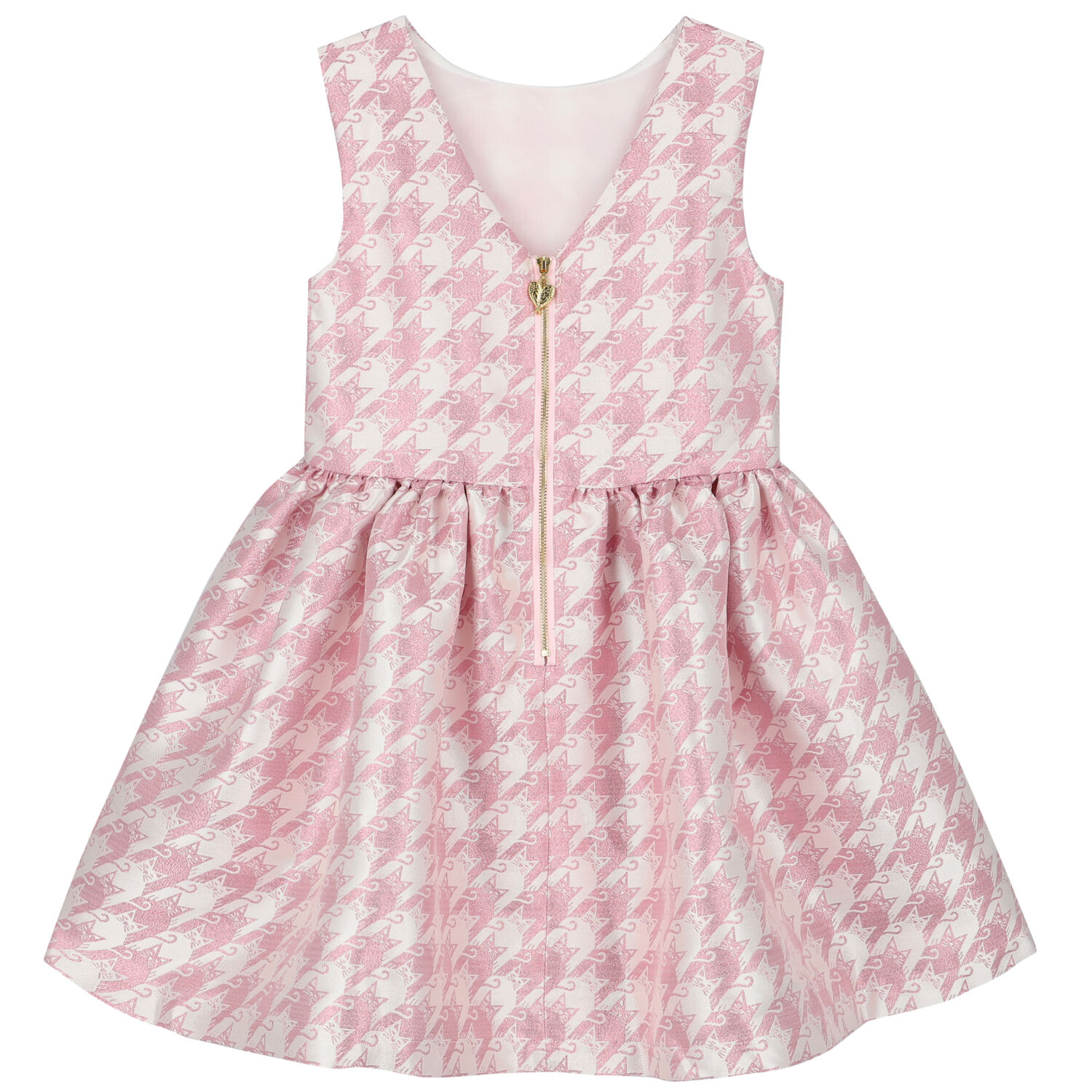 Girls Pink & White Cats Dress, 1, hi-res