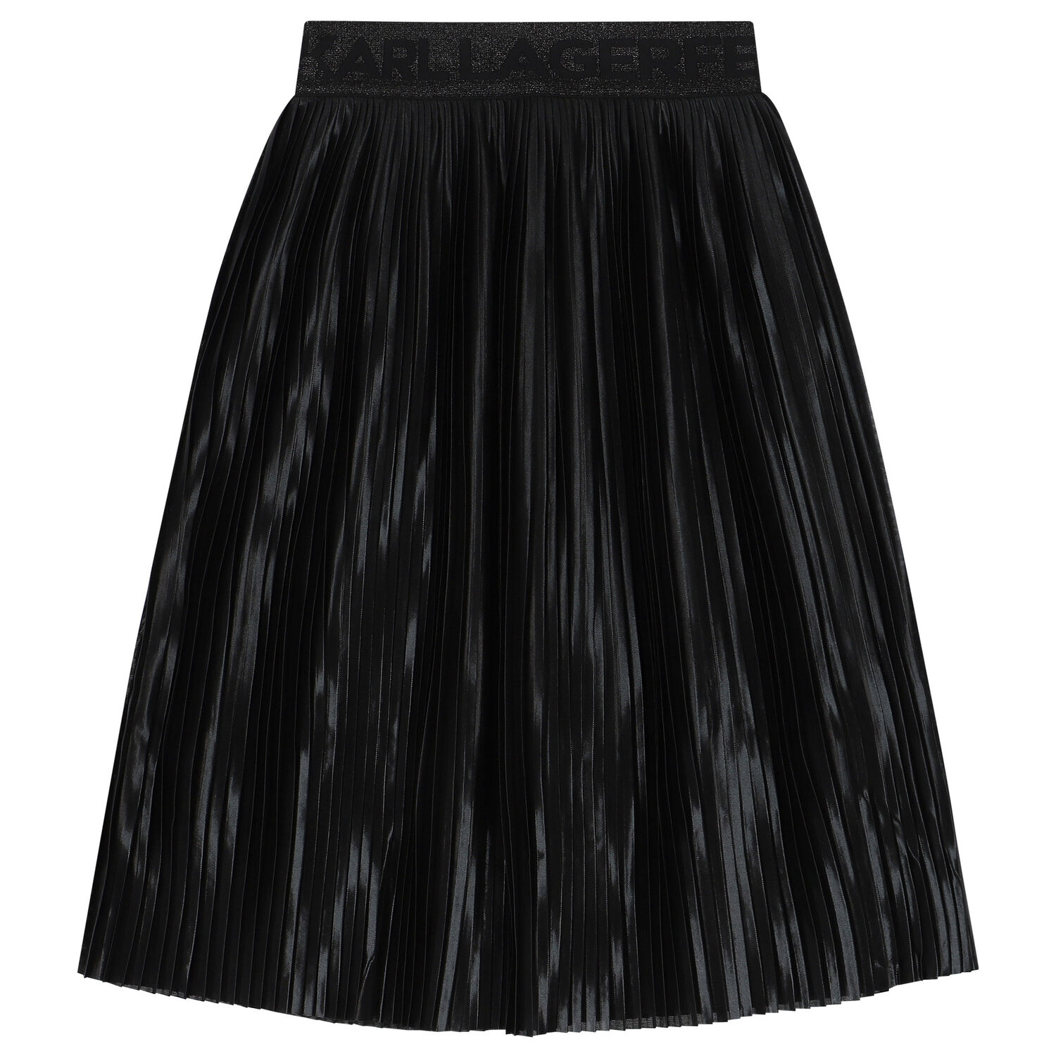 Girls Black Logo Pleated Skirt, 1, hi-res