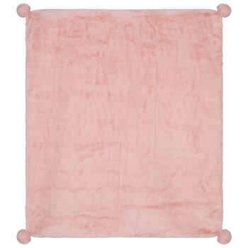 Baby Girls Pink & Ivory Pom Pom Blanket