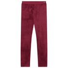 Girls Burgundy Velvet Leggings, 2, hi-res