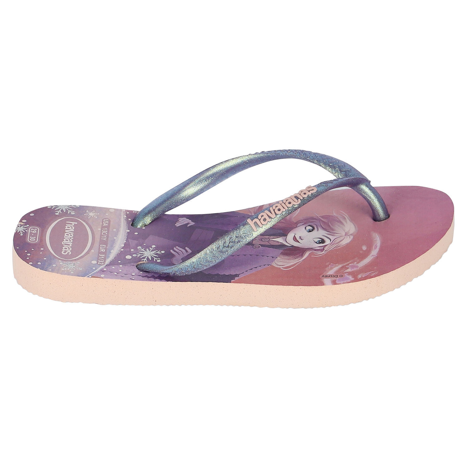 Girls Pink Frozen Flip Flops, 1, hi-res