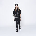 Girls Black Logo Sequin Hooded Dress, 1, hi-res