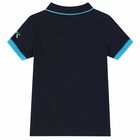 Boys Navy Logo Polo Shirt, 2, hi-res