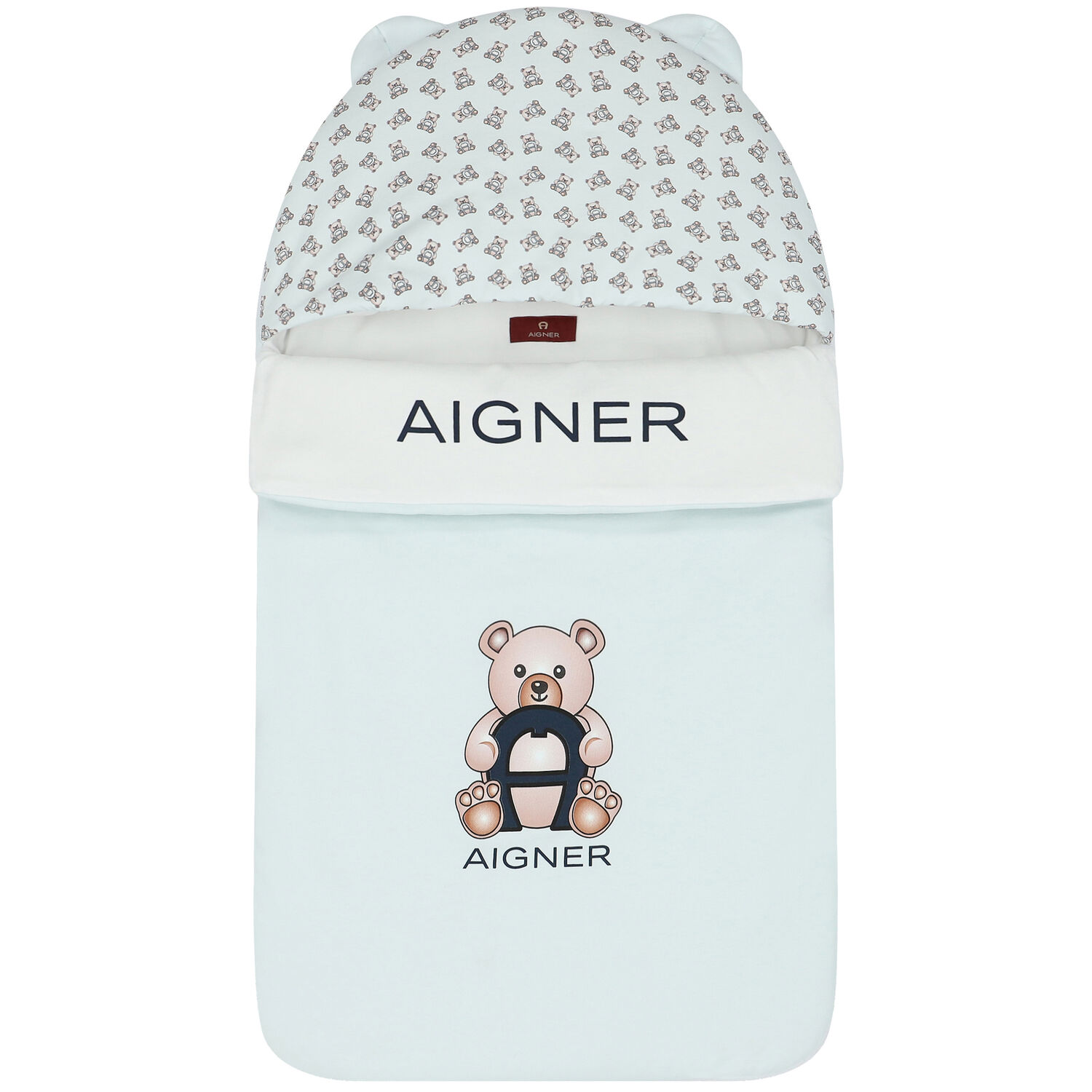 Baby Boys Blue & White Pima Cotton Logo Nest, 3, hi-res image number null