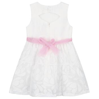 Girls White Organza Floral Dress