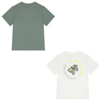 Boys White & Green T-Shirts ( 2-Pack )