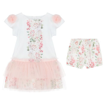Baby Girls White Floral Dress Set