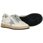 Girls Ivory & Silver Logo Trainers, 1, hi-res