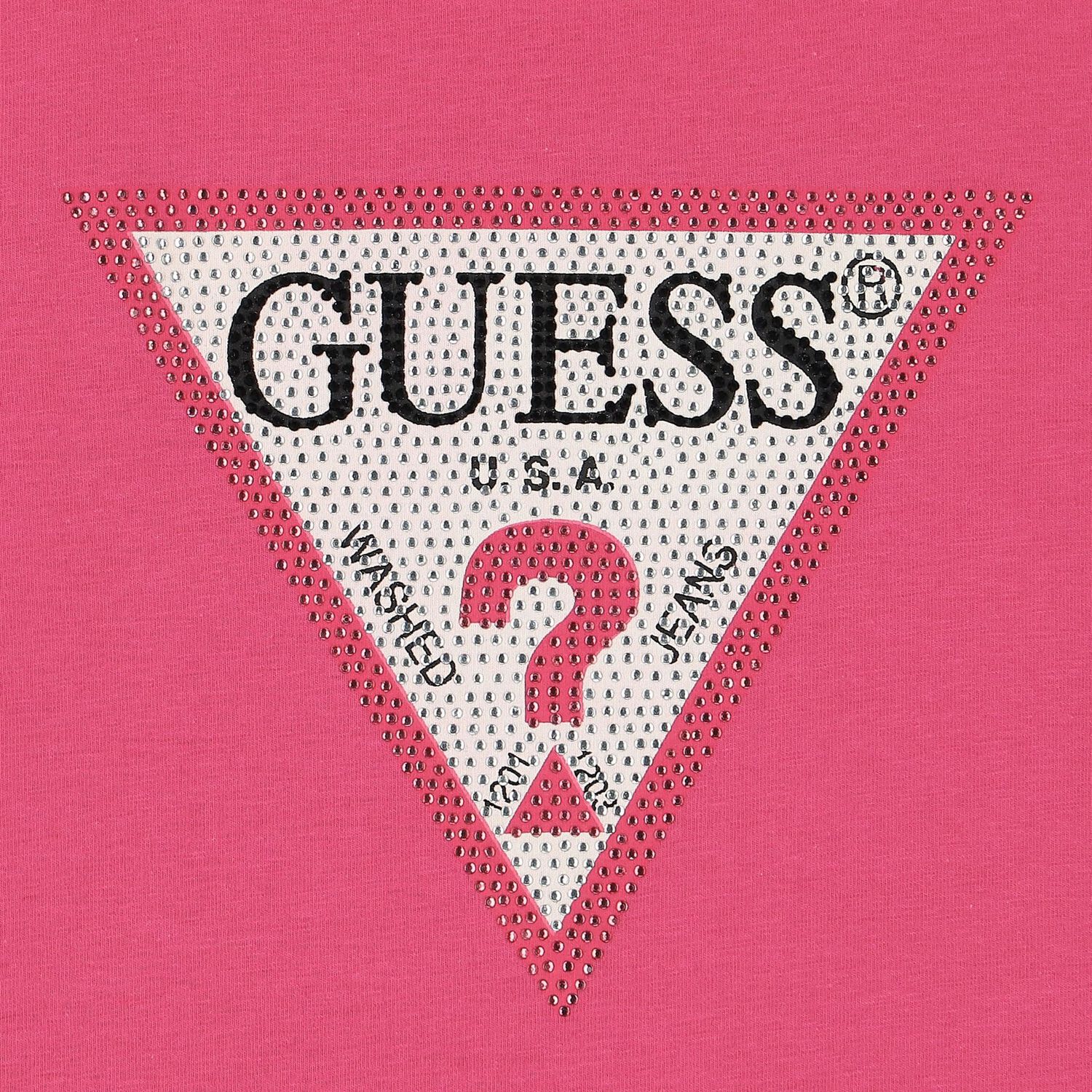 Girls Pink Diamante Logo T-Shirt, 6, hi-res