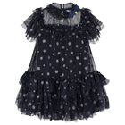 Girls Navy Blue Star Tulle Dress, 1, hi-res