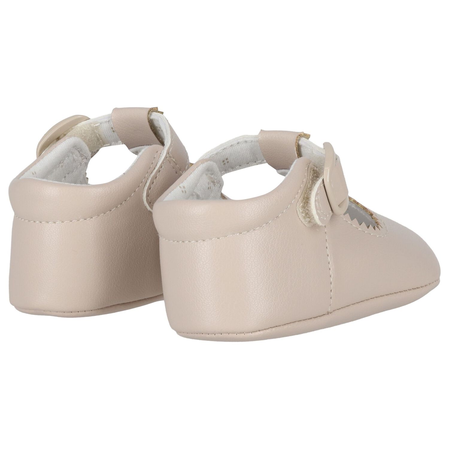 Beige Leather Pre Walker Shoes, 3, hi-res