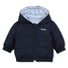 Baby Boys Navy & Blue Reversible Puffer Jacket, 1, hi-res