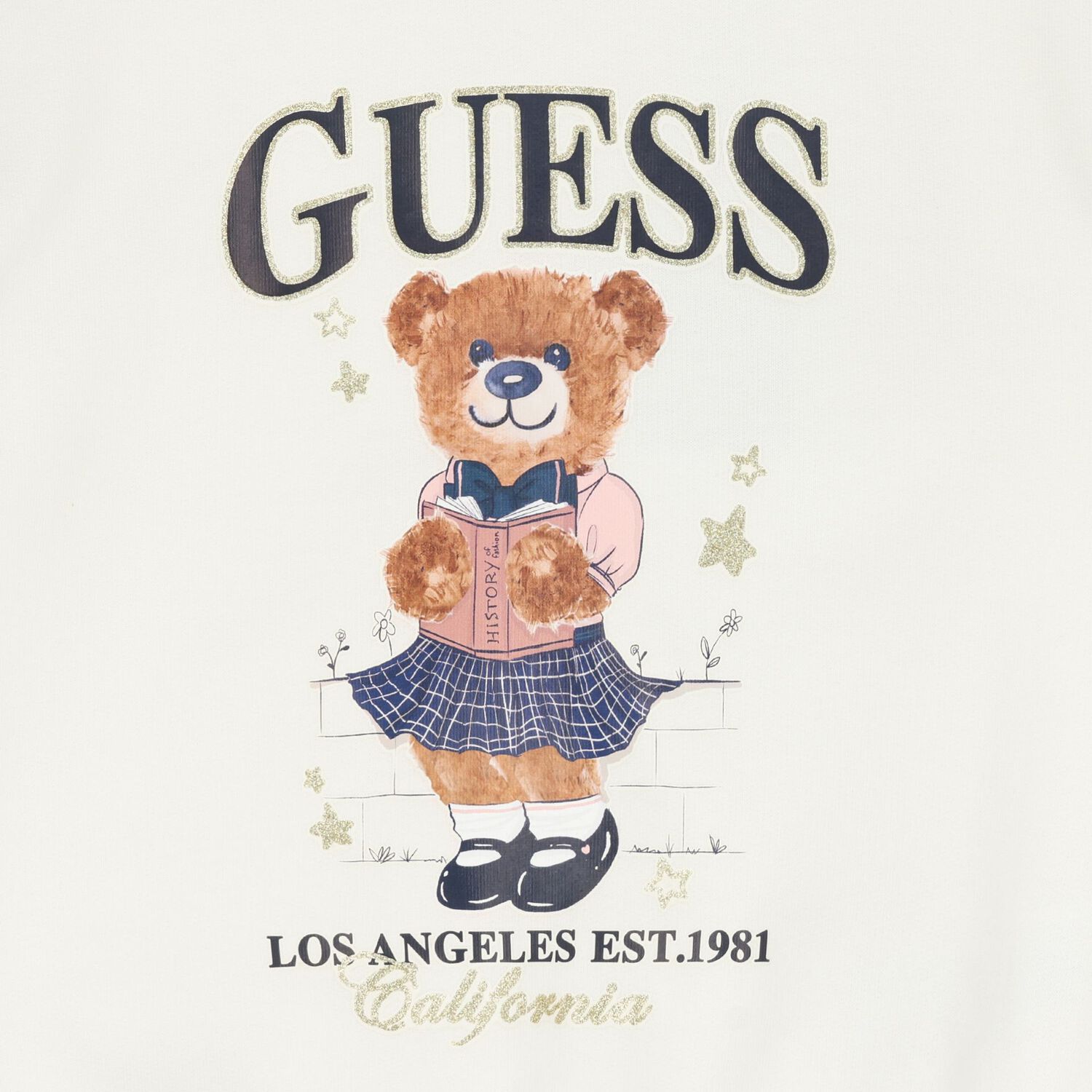 Girls Ivory Teddy Bear Logo Sweatshirt, 1, hi-res
