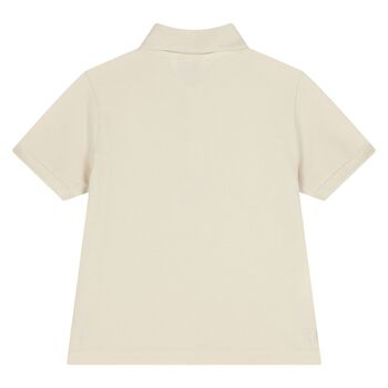 Younger Boys Beige Logo Polo Shirt
