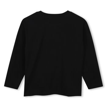 Girls Black Logo Long Sleeve Top