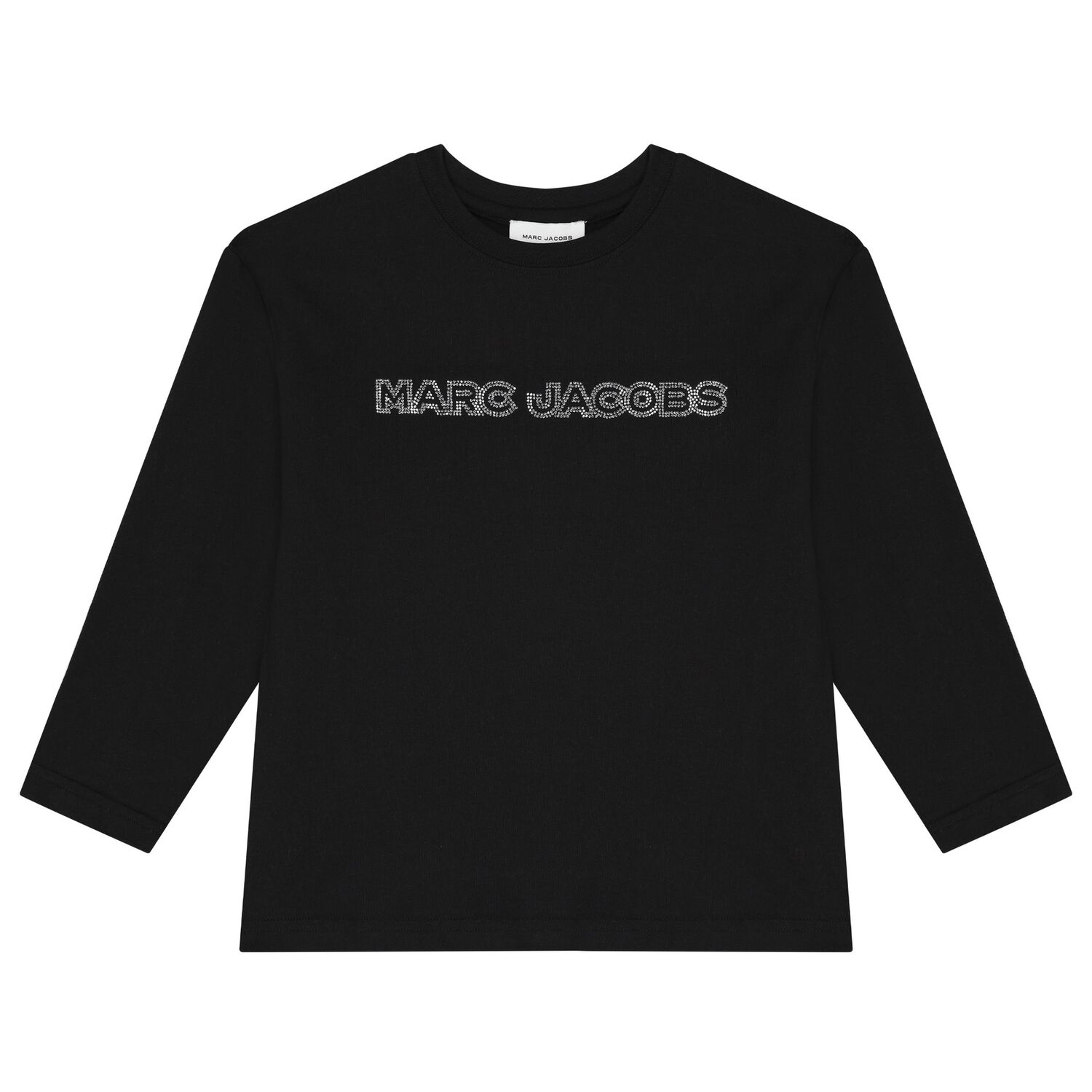 Girls Black Crystal Logo Long Sleeve Top, 1, hi-res image number null