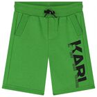 Boys Green Logo Shorts, 3, hi-res