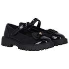 Girls Black Bow Leather Shoes, 1, hi-res