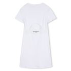 Girls White Logo Ribbed Dress, 1, hi-res