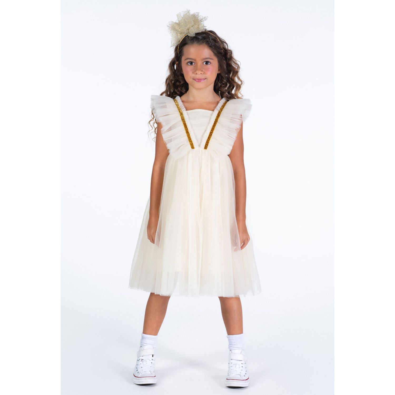 Girls Ivory Tulle Dress, 1, hi-res
