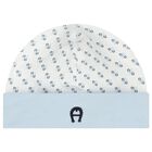 Baby Boys White & Blue Logo Hat, 2, hi-res