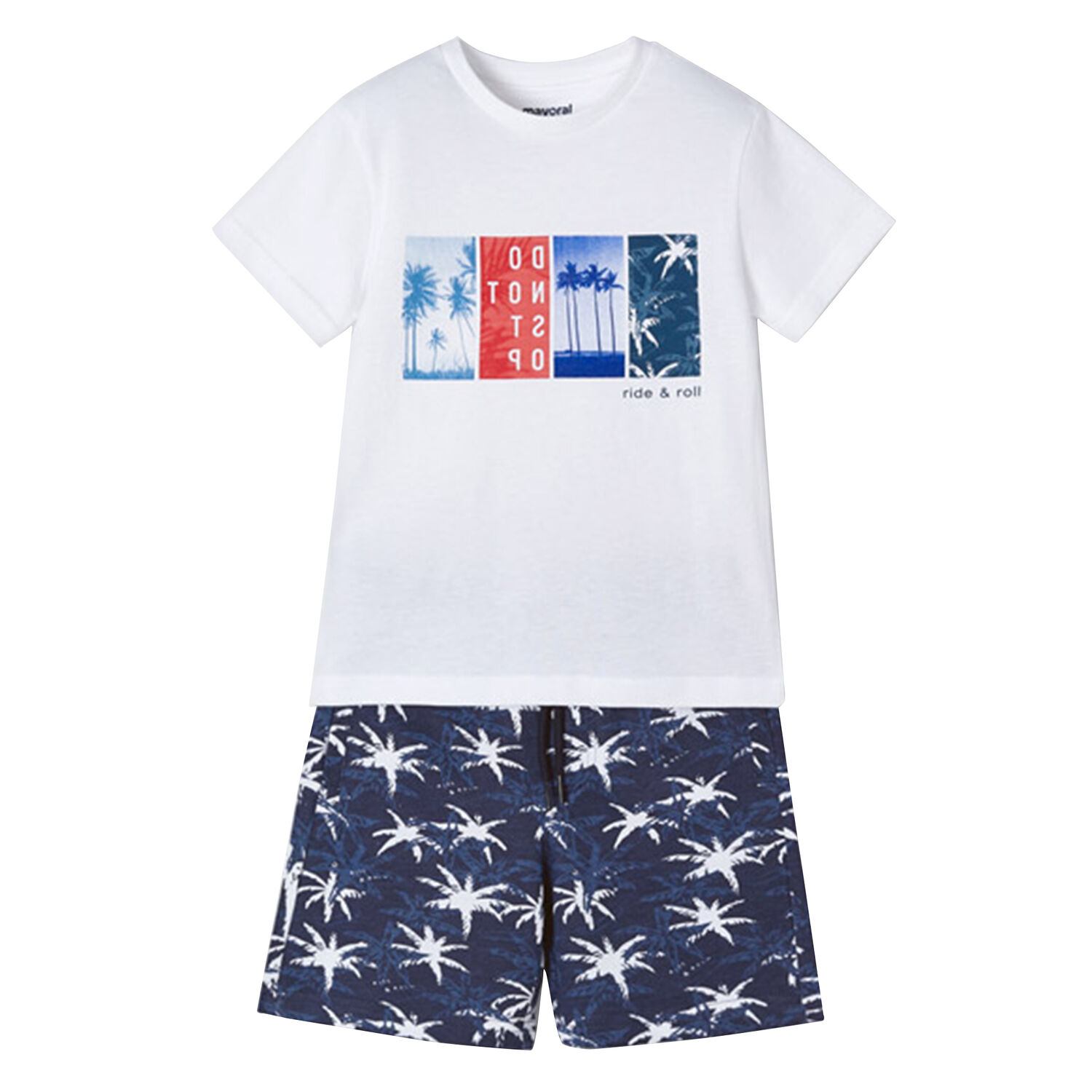 Boys White & Navy Shorts Set, 2, hi-res