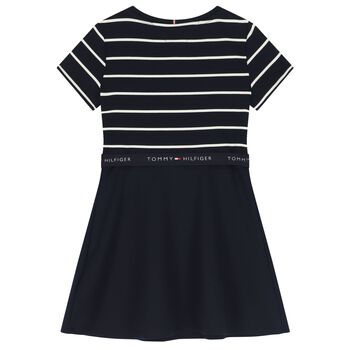 Girls Navy Blue Logo Dress