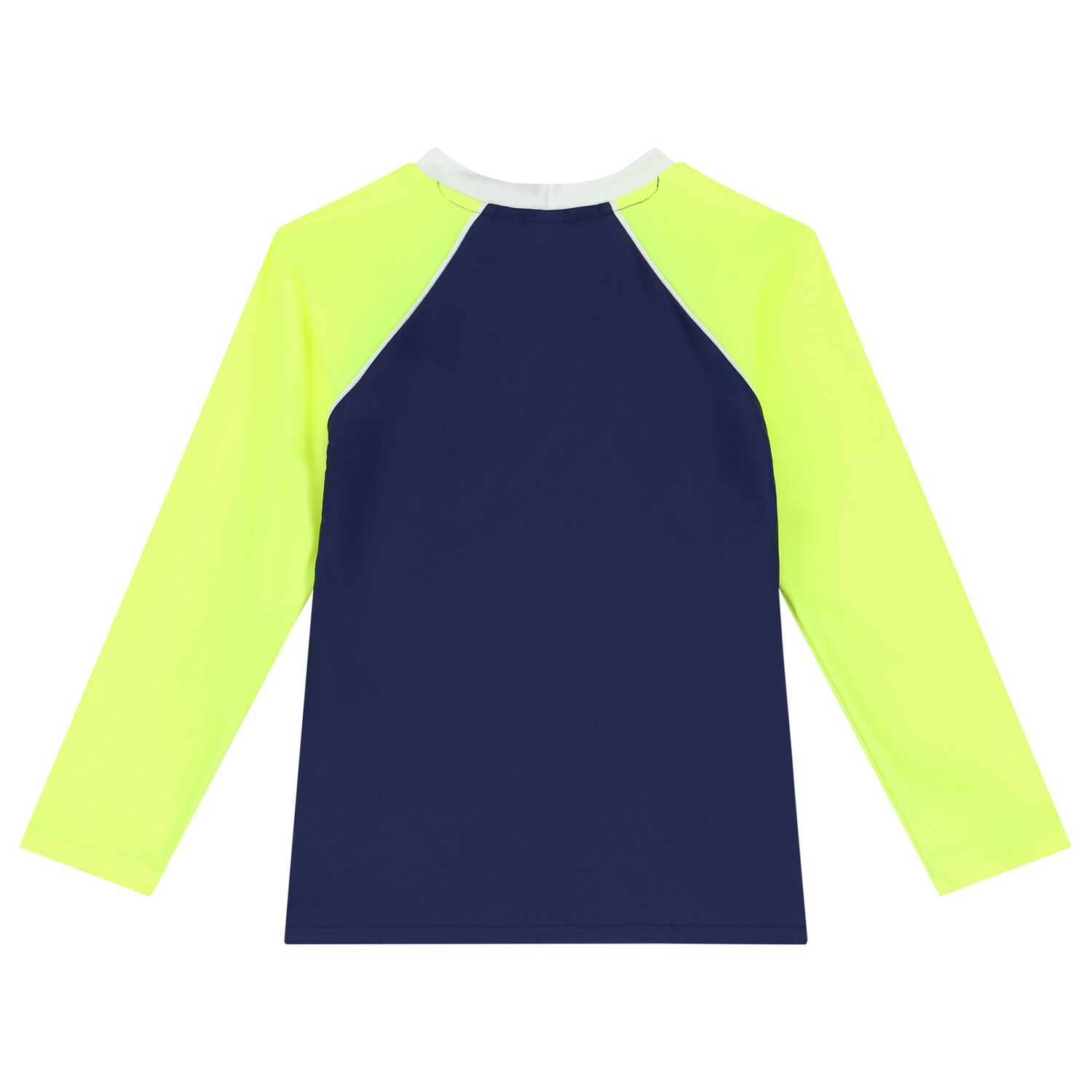 Boys Navy Blue & Neon Yellow Long Sleeve Rash Vest, 1, hi-res image number null