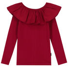 Girls Red Ruffled Long Sleeve Top, 1, hi-res