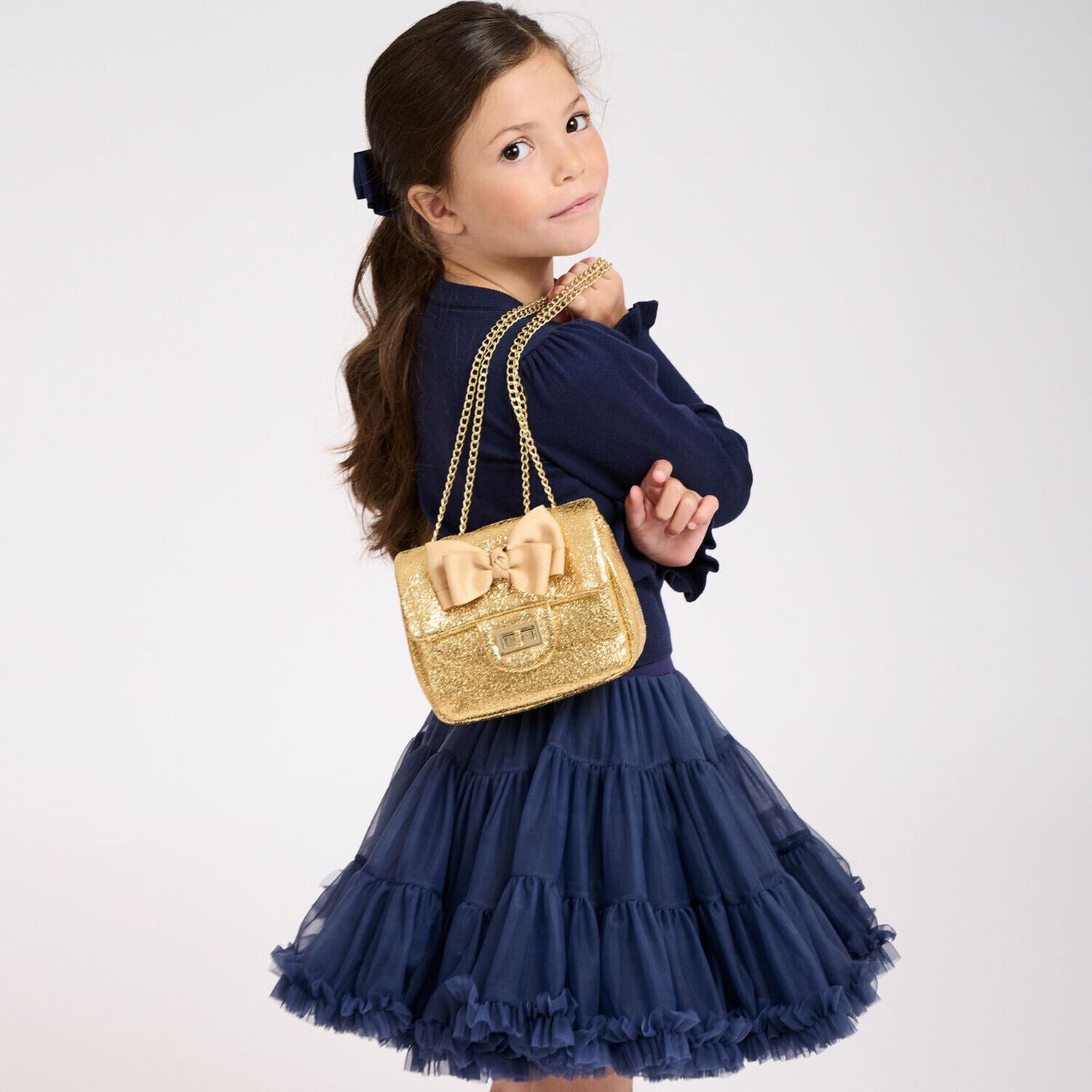 Girls Navy Blue Tulle Skirt, 4, hi-res image number null