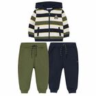 Younger Boys Green & Navy 3 Piece Tracksuit, 1, hi-res