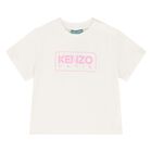 Younger Girls White & Pink Logo T-Shirt, 1, hi-res