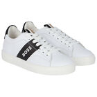 Boys White Logo Trainers, 1, hi-res