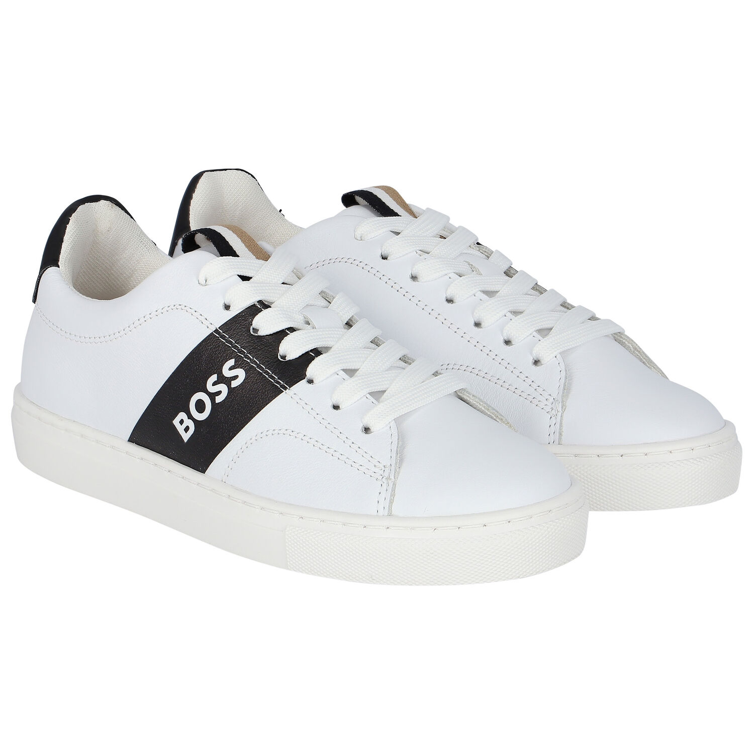 Boys White Logo Trainers, 1, hi-res image number null