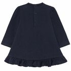 Younger Girls Navy Blue Long Sleeve Dress, 3, hi-res