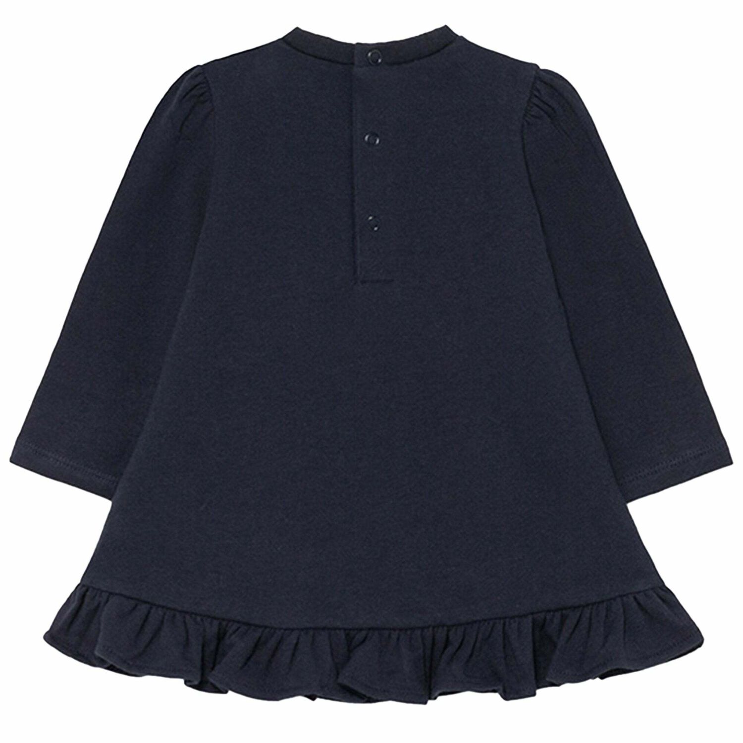 Younger Girls Navy Blue Long Sleeve Dress, 3, hi-res