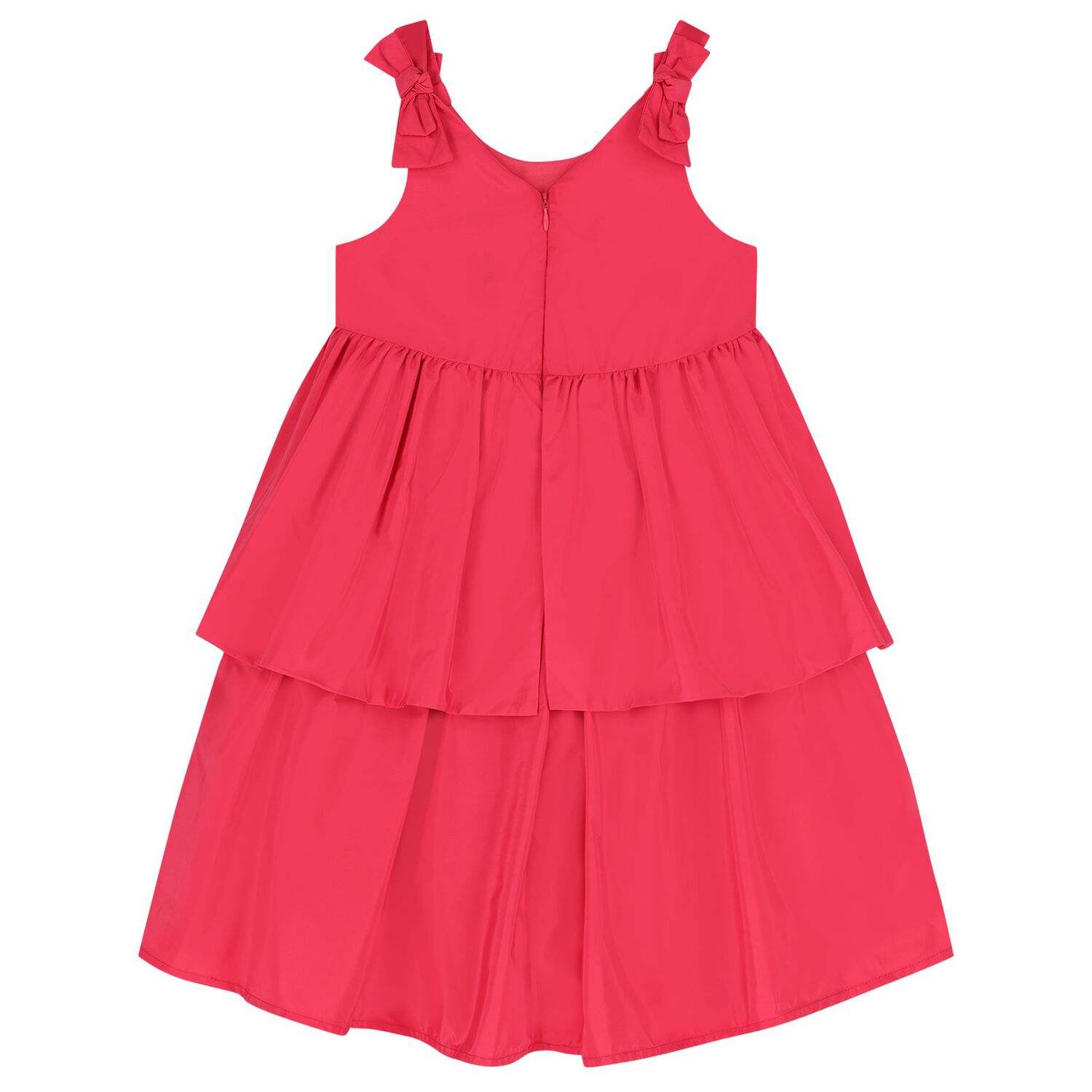 Girls Pink Bow Tiered Dress, 2, hi-res