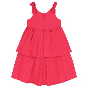 Girls Pink Bow Tiered Dress