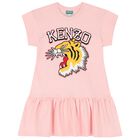 Girls Pink Tiger Logo Dress, 1, hi-res