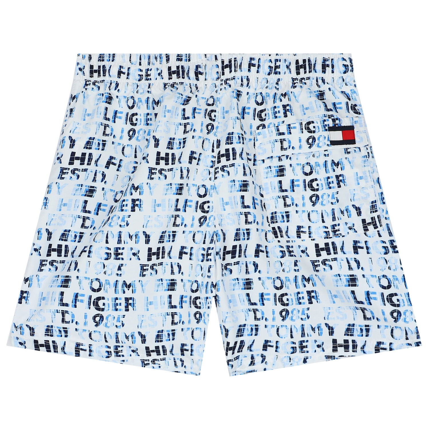 Boys White & Blue Logo Swim Shorts, 1, hi-res