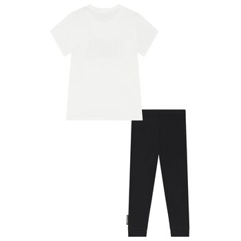 Boys White & Black Joggers Set