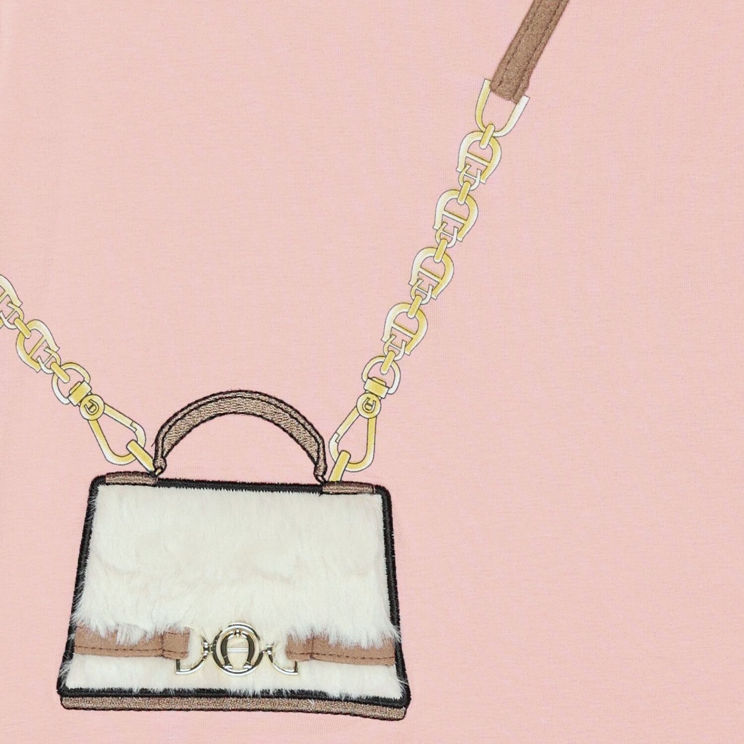 Girls Pink Faux Fur Bag Logo Dress, 3, hi-res