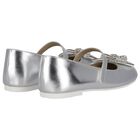 Girls Silver Embellished Bow Shoes, 1, hi-res