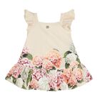 Baby Girls Beige Floral Striped Dress Set, 1, hi-res
