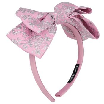 Girls Pink & Silver Jacquard Floral Headband