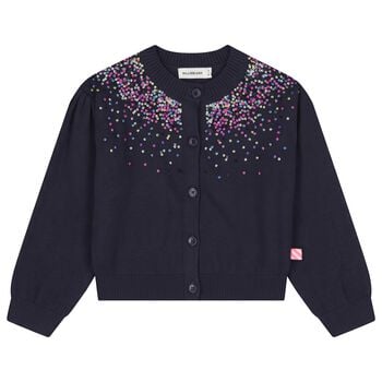 Girls Navy Blue Sequin Knitted Cardigan