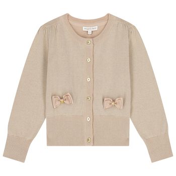 Girls Gold Bow Cardigan