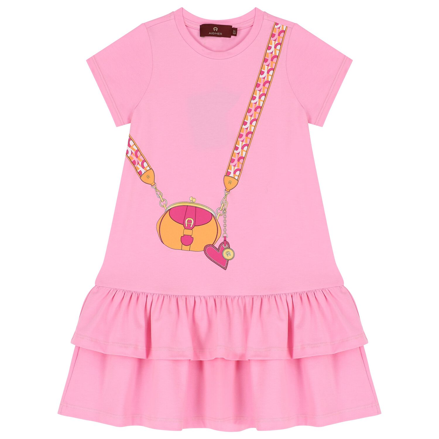 Girls Pink Logo Bag Dress, 2, hi-res