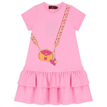 Girls Pink Logo Bag Dress